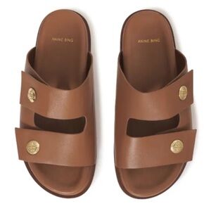 NEW Anine Bing Women’s Ella Slide Sandals in Cognac Size 38